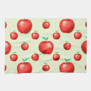 Elegant Apples Pattern Honeycomb Background Tea Towel