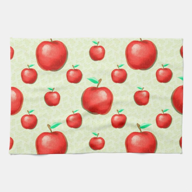 Elegant Apples Pattern Honeycomb Background | Tea Towel (Horizontal)