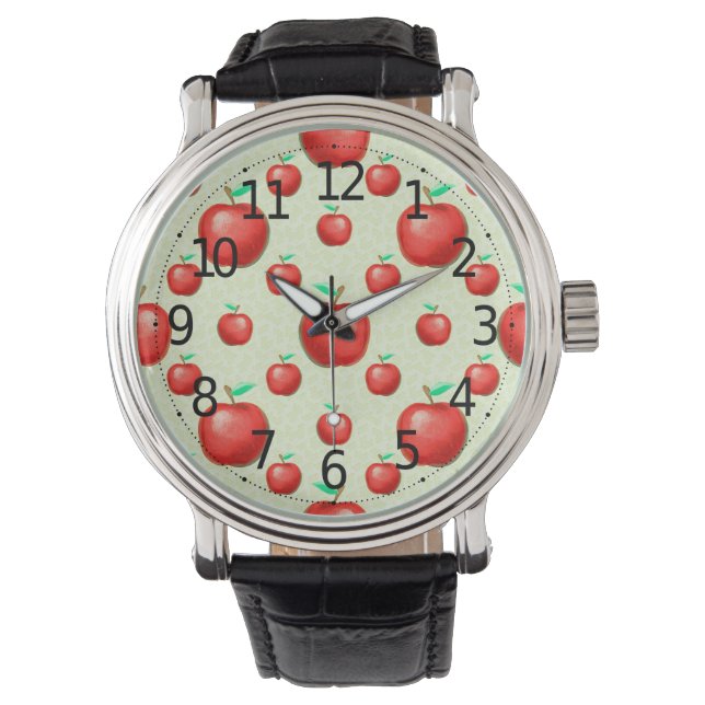 Elegant Apples Pattern Honeycomb Background | Watch (Front)