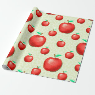 Elegant Apples Pattern Honeycomb Background   Wrapping Paper