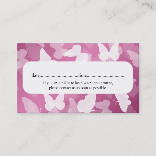 Elegant Appointment Card Butterflies Pink (Front)