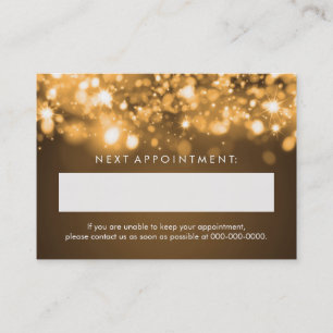 Elegant Appointment Card Gold Sparkling Lights