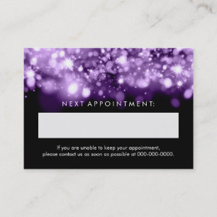 Elegant Appointment Card Purple Sparkling Lights