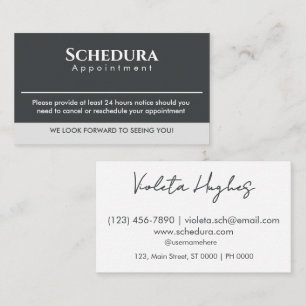 Elegant Appointment Dark Header Clean Sleek Modern Business Card
