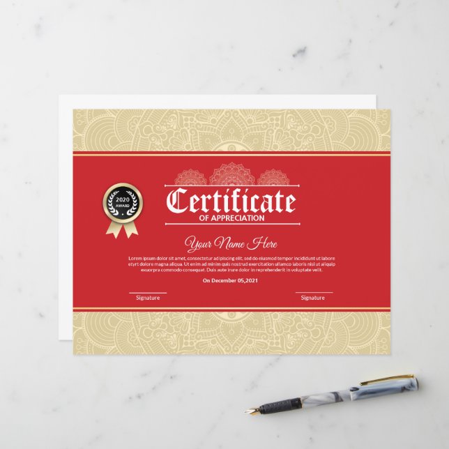 Elegant Appreciation Certificate Template  (Front/Back In Situ)