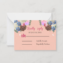 Elegant Apricot Floral Wedding Reply Card