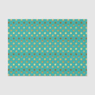 Elegant Aqua and Golden Polka Dot Tissue Paper
