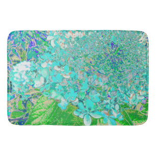 Elegant Aqua and Green Limelight Hydrangea Detail Bath Mat