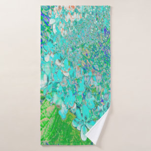 Elegant Aqua and Green Limelight Hydrangea Detail Bath Towel