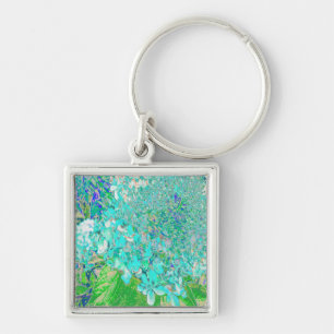 Elegant Aqua and Green Limelight Hydrangea Detail Key Ring