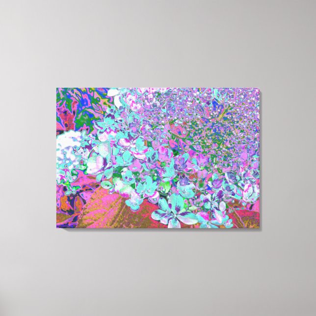 Elegant Aqua and Purple Limelight Hydrangea Detail Canvas Print (Front)