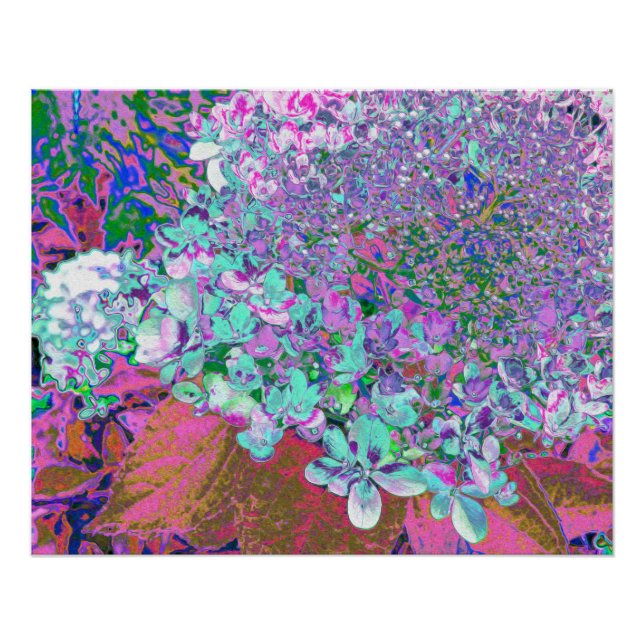 Elegant Aqua and Purple Limelight Hydrangea Detail Poster (Front)