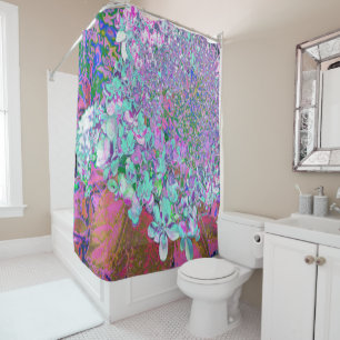 Elegant Aqua and Purple Limelight Hydrangea Detail Shower Curtain