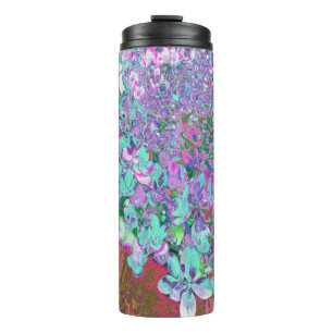 Elegant Aqua and Purple Limelight Hydrangea Detail Thermal Tumbler