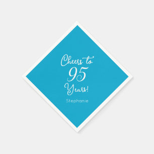 Elegant Aqua Blue Cheers to 95 Years 95th Birthday Napkin