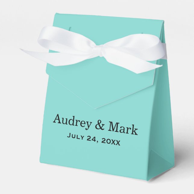 Elegant Aqua Blue Custom Wedding Monogram Favour Box (Front Side)