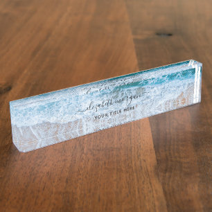 Elegant Aqua Blue Green Beach Signature Script Nameplate