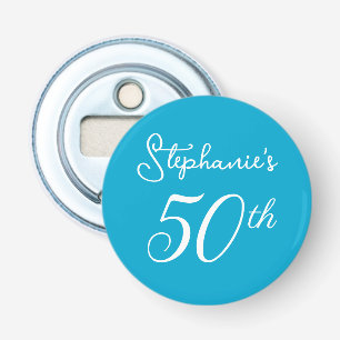 Elegant Aqua Blue Monogram 50th Birthday Party Bottle Opener