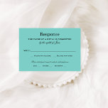 Elegant Aqua Blue Wedding RSVP Card<br><div class="desc">Wedding response cards feature a chic design style. Personalise the RSVP card with your reply due date,  response wording,  and plated dinner options for guests.  Aqua / robin's egg blue,  black,  and white colour scheme.</div>