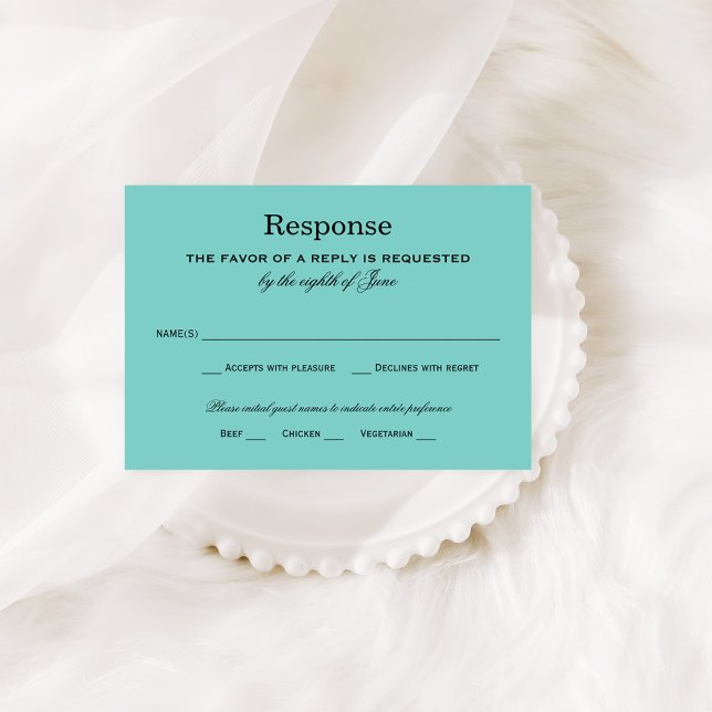 Elegant Aqua Blue Wedding RSVP Card (Creator Uploaded)
