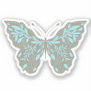 Elegant Aqua Botanical Butterfly