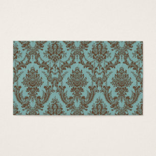 Elegant Aqua & Chocolate Damask Pattern   Vintage 