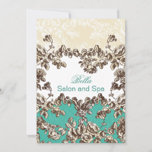 elegant aqua flourish Business Thank You Cards