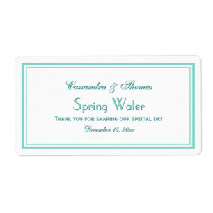 Elegant Aqua Framed 2H Water Bottle Label
