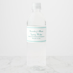 Elegant Aqua Framed 2H Water Bottle Label