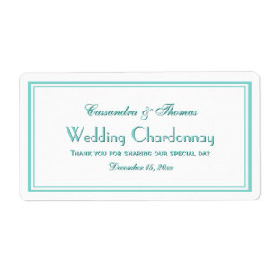 Elegant Aqua Framed 2H Wine Bottle Label