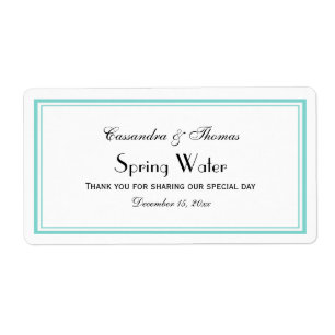 Elegant Aqua Framed H Water Bottle Label