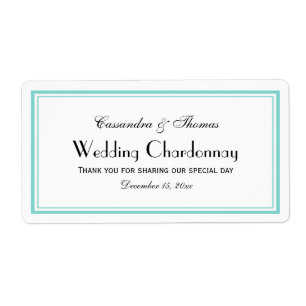 Elegant Aqua Framed H Wine Bottle Label