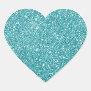 Elegant Aqua Glitter Heart Sticker