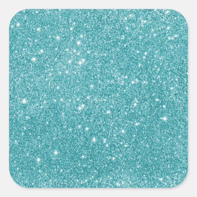Elegant Aqua Glitter Square Sticker (Front)