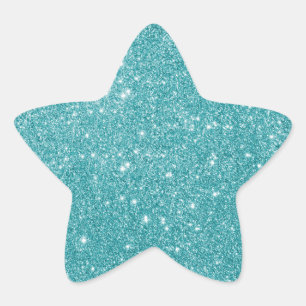 Elegant Aqua Glitter Star Sticker