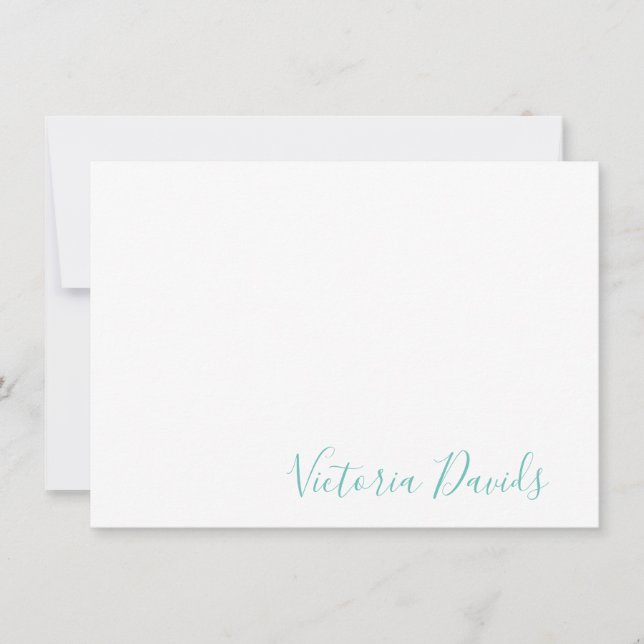 Elegant Aqua Personalised Signature Script Card (Front)