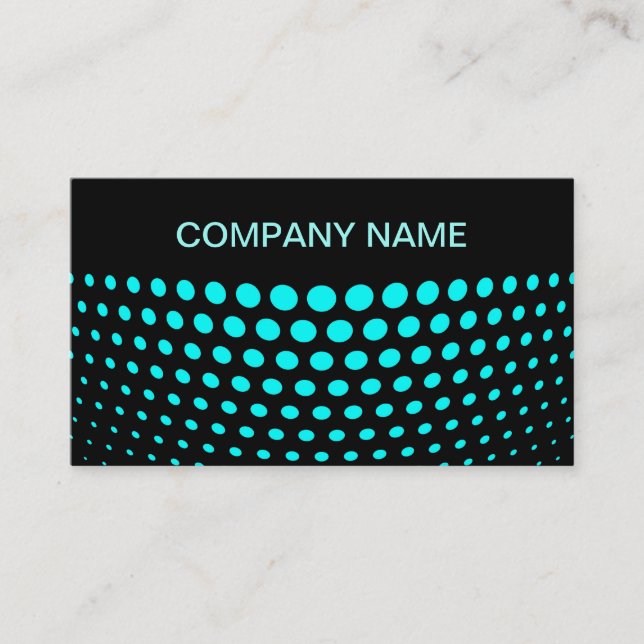 Elegant Aqua Polka Dot Pattern Business Card (Front)