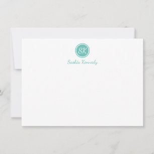 Elegant Aqua Script Monogram Professional Card