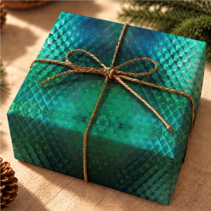 Elegant Aqua Stained Glass Geometric Wrapping Paper
