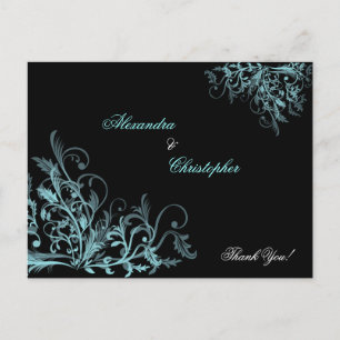 Elegant Aqua Swirls Thank You Postcard