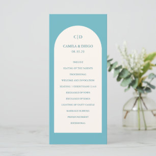 Elegant Aqua Teal Arch Modern Wedding Programme