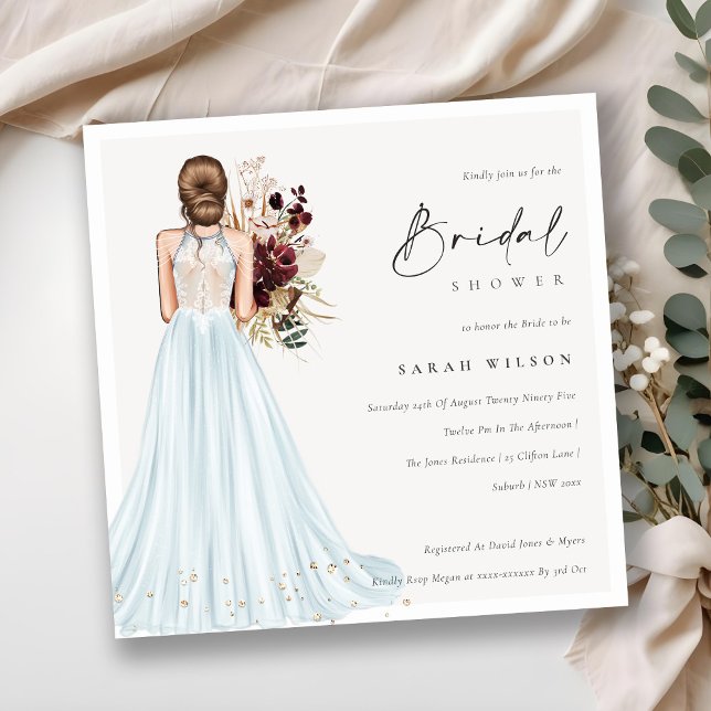 Elegant Aqua Wedding Gown Bridal Shower Invite (Creator Uploaded)