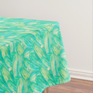 Elegant Aquamarine Watercolor Floral Petal Tablecloth