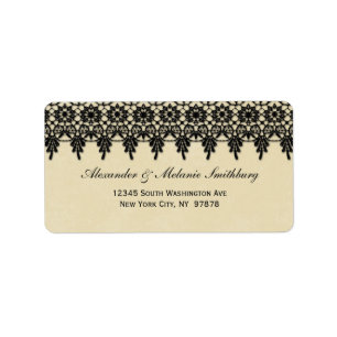 Elegant arabesque black lace address label