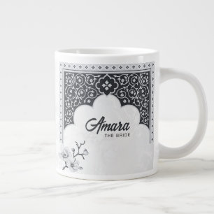 Elegant Arabesque Wedding Mug Noir & White