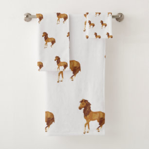 Elegant Arabian Horse Watercolor Equestrian Bath Towel Set