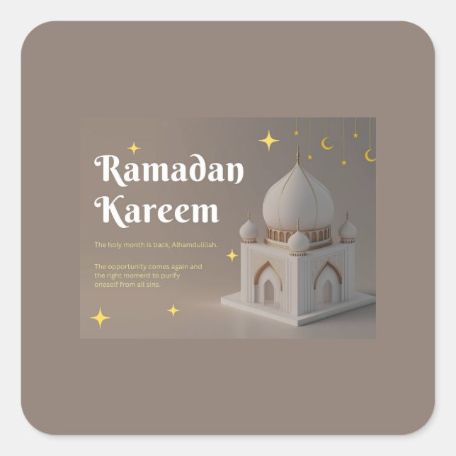 Elegant Arabic Calligraphy Ramadan Wishes Square Sticker (Front)