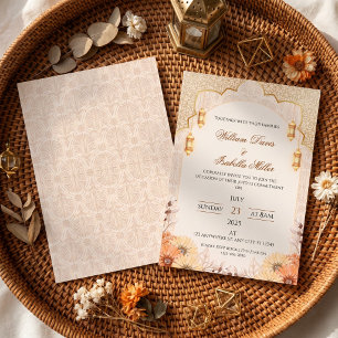 Elegant Arabic Lantern Floral Wedding Invitation