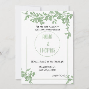 Elegant ArborealGreenery leaves Wedding Invitation