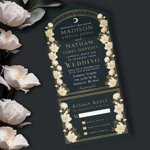 Elegant Arch Art Nouveau Wedding All In One Invitation